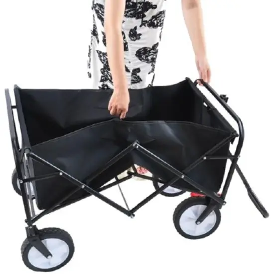 RISOKEYS Collapsible Outdoor Utility Wagon Cart,with Adjustable Handle,Foldable Design & 600D polyester Fabric for Beach, Garden,Shopping image {8}