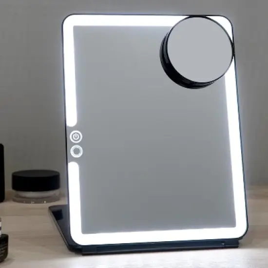 FUNTOUCH Rechargeable and Portable 10x7.5 Large Travel Makeup Mirror with 10X Magnification,3 Color Lights with Touch Screen Dimming image {7}