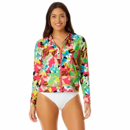 Anne Cole - Women's Long Sleeve Zip Front Rash Guard Top image {6}