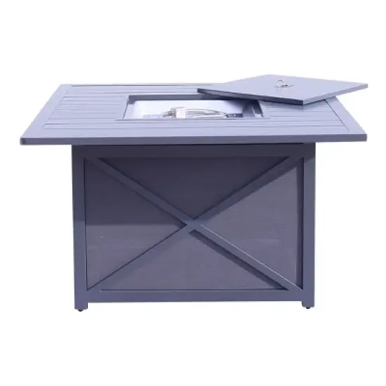 Courtyard Casual Santa Fe 5 pc Square Fire Pit Set with Sling Reclining Chairs  Includes One Square Fire Pit and Four Sling Reclining Chairs image {6}