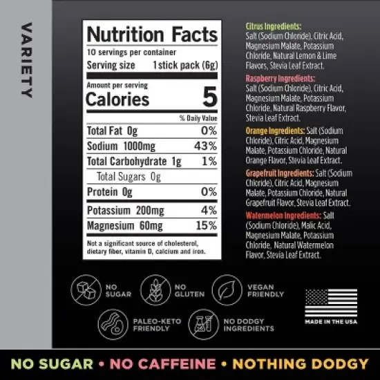 LMNT Zero-Sugar Electrolytes Drink - Variety Pack - 2.1oz/10ct image {4}