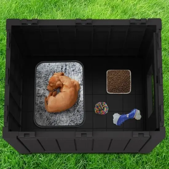 Decksplore All-Weather Resin Dog House Outdoor Shelter for Medium/Small Dogs image {10}