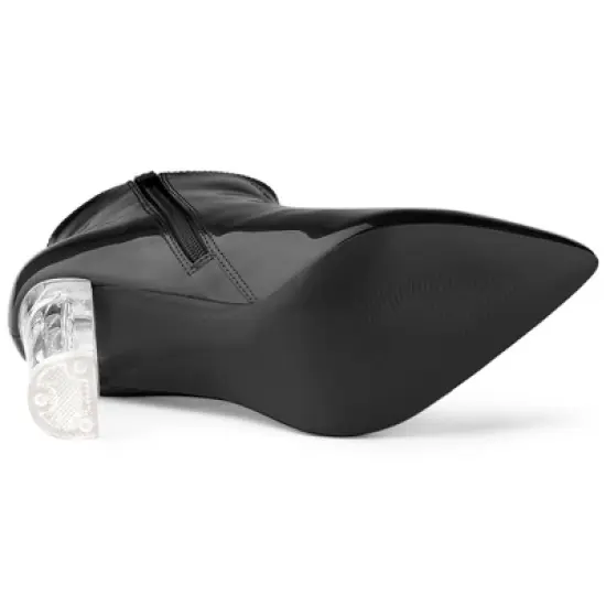 Allegra K Women's Clear Heel Pointy Toe Chunky Heels Ankle Boots image {5}