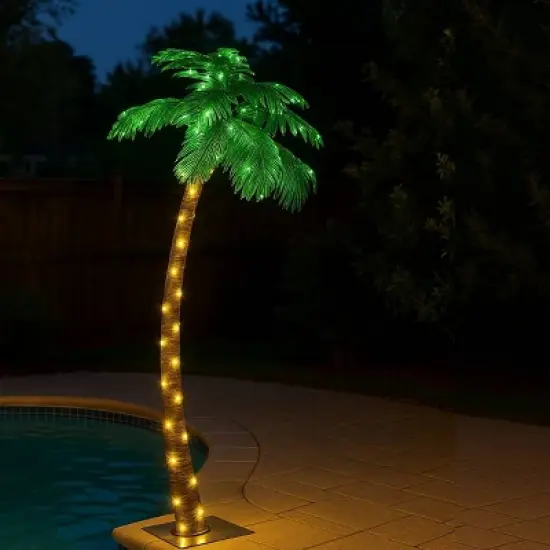 LIGHTSHARE Electric Lighted Palm Tree LED Outdoor Light Stakes Green image {2}