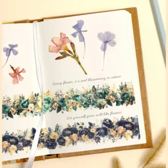 Wrapables Classic Floral PET Washi Tape for Scrapbooking, Stationery, Journaling, Diary, Card Making (Set of 2) image {5}