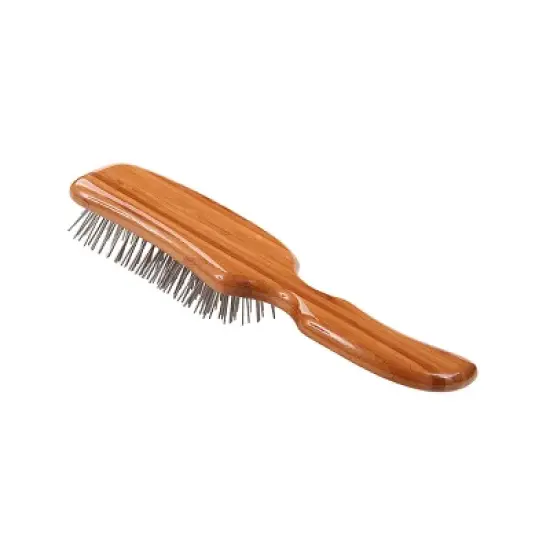 Bass Pet Brushes Style & Detangle Pet Brush with 100% Premium Alloy Pin Pure Bamboo Handle Semi "S" Style image {3}