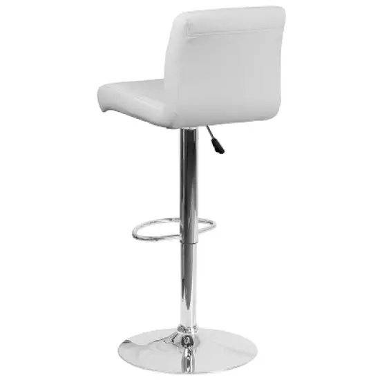 Flash Furniture Contemporary Vinyl Adjustable Height Barstool with Rolled Seat and Chrome Base image {6}