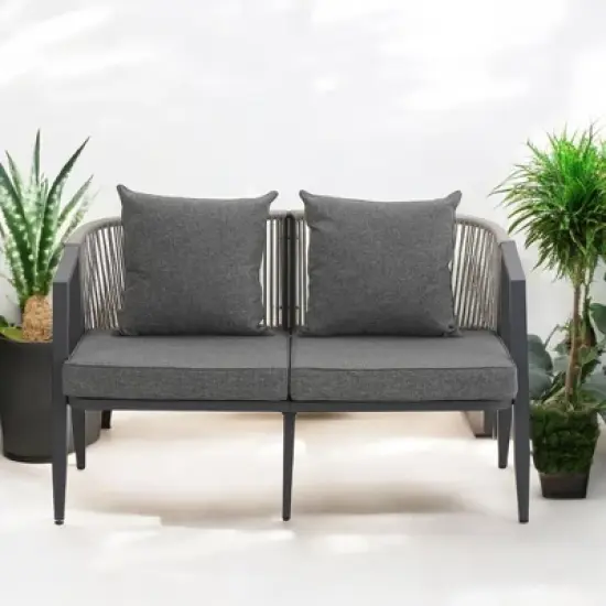 Mshliw Durable Outdoor Seating Set with Cushions and Iron Table &ndash; Comfortable 3-Piece Patio Set for Lawn, Garden, and Poolside image {9}