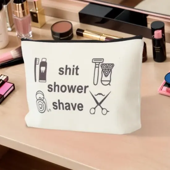 Unique Bargains Durable Toiletries Pattern Makeup Bag Beige 1 Pc image {4}