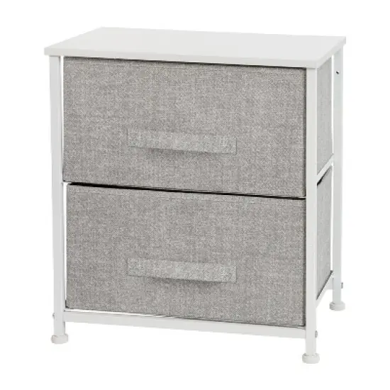Emma and Oliver 2 Drawer Storage Stand with Wood Top & Dark Fabric Pull Drawers image {11}