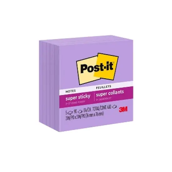 Post-it Super Sticky Notes 3" x 3" Iris 90 Sheets/Pad 108640 image {9}
