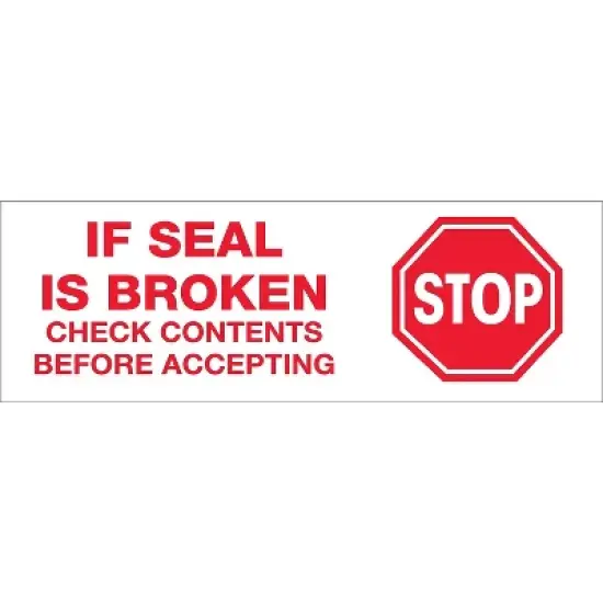 Tape Logic Pre-Printed Carton Sealing Tape "Stop If Seal Is Broken..." 2.2 Mil 3 T905P01 image {1}