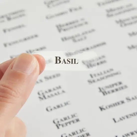 Talented Kitchen 125 Spice Labels Stickers, Clear Spice Jar Labels Preprinted for Seasoning Herbs, Kitchen Organization, Water Resistant, Black image {4}