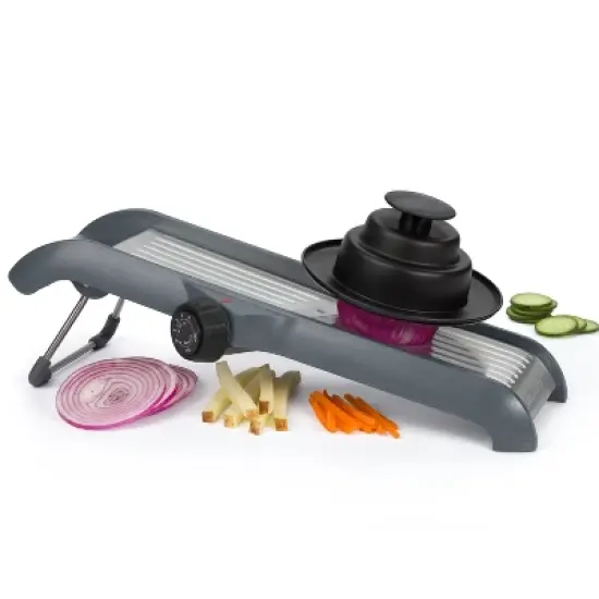 Prepworks Dial and Slice Chef's Mandoline: ABS & Stainless Steel Vegetable Slicer, Dishwasher-Safe, Black/Gray image {5}