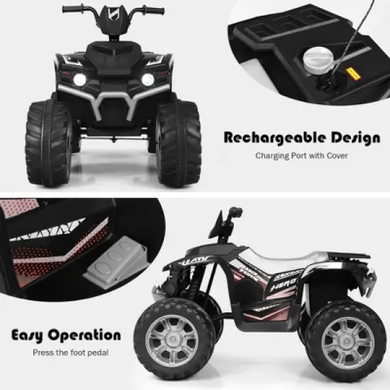 Costway 12V Kids 4-Wheeler ATV Quad Ride On Car w/ LED Lights Music  USB image {4}