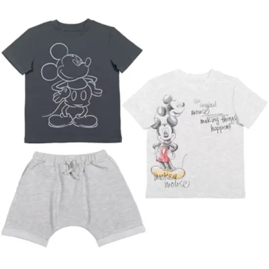 Disney Mickey Mouse T-Shirt and Shorts Outfit Set Grey / Oatmeal  image {9}