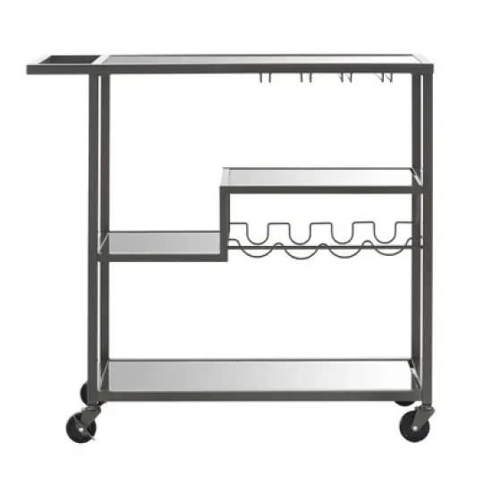 Estelle Step Tier Metal and Glass Bar Cart - Inspire Q image {3}