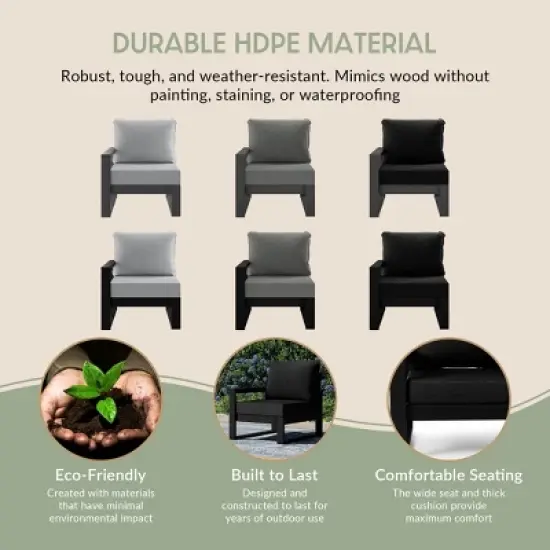 WestinTrends Montara Outdoor HDPE All-Weather Modern Patio Loveseat with Waterproof Cushions image {6}