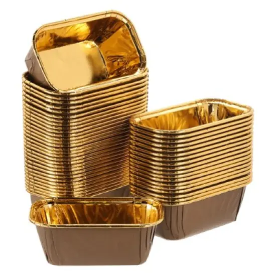 Unique Bargains Greaseproof Single-sided Aluminum Foil Cupcake Liners for Party 50 Pcs image {7}