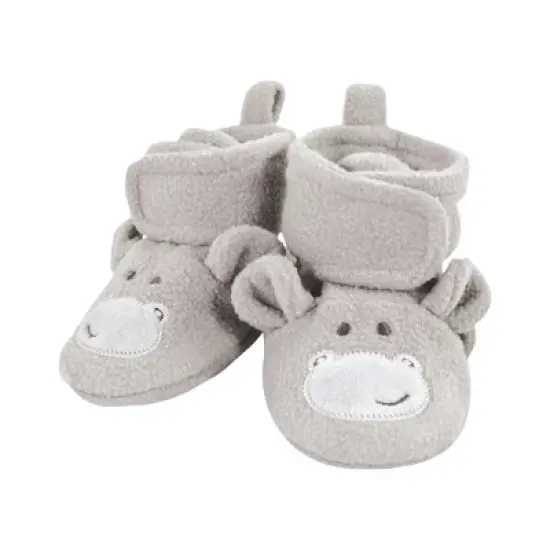 Hudson Baby Infant Boy Animal Fleece Booties 2-Pack, Blue Elephant Hippo image {3}