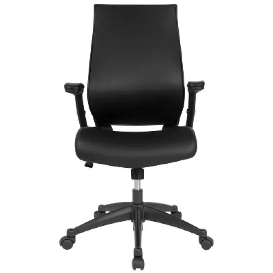 Merrick Lane High-Back Black Faux Leather Executive Swivel Office Chair with Molded Foam Seat and Adjustable Arms image {7}