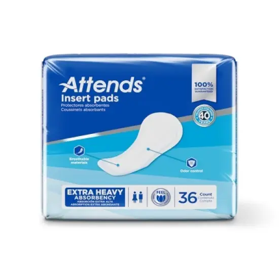 Attends Insert Pad Unisex Incontinence Liner 16.5" L IP0400A, Moderate to Heavy, 144 Ct image {1}