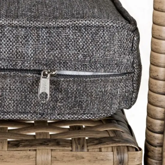 Outsunny Patio Adirondack Chair with All-Weather Rattan Wicker, Soft Cushions, Tall Curved Backrest for Deck or Garden image {4}