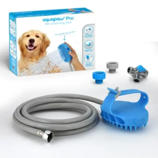 AquaPaw Dog Bath Brush Pro - Sprayer and Scrubber Tool in One - Indoor/Outdoor Dog Bathing Supplies - Pet Grooming image {1}