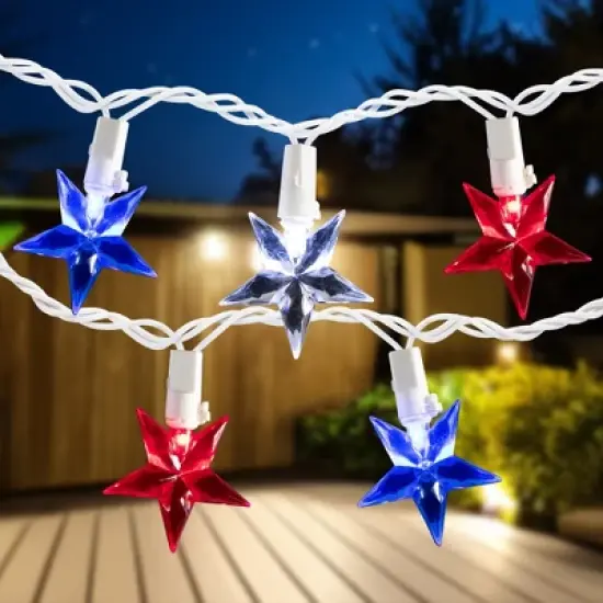 Northlight LED Patriotic Stars String Light Set - 7.25ft - White Wire - 10ct image {1}