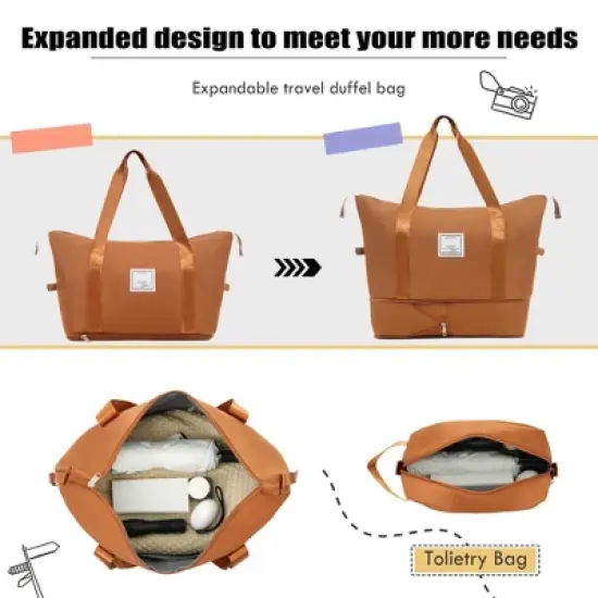 NAYSAYE Luggage Softside Expandable 3 Piece Luggage Set with Duffel Bag TSA Lock Spinner Wheels for Travel, Orange, 31.78"*20"*12.33" image {2}