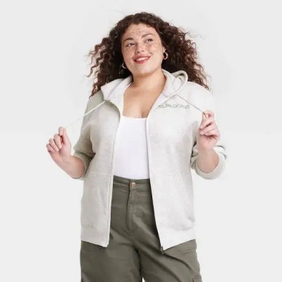 Women's Selena Gomez Floral Zip-Up Graphic Hoodie - Gray image {5}