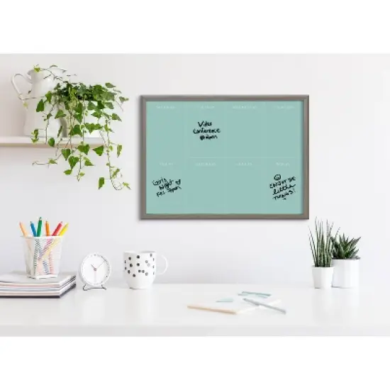18" x 24" Blake This Week Teal Framed Printed Glass by the Creative Bunch Studio Gray - Kate & Laurel All Things Decor image {4}