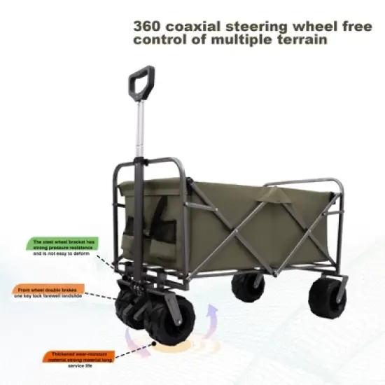JUJABU Foldable Outdoor Cart with Large Wheels for Beach, Garden, Park, and Camping image {5}
