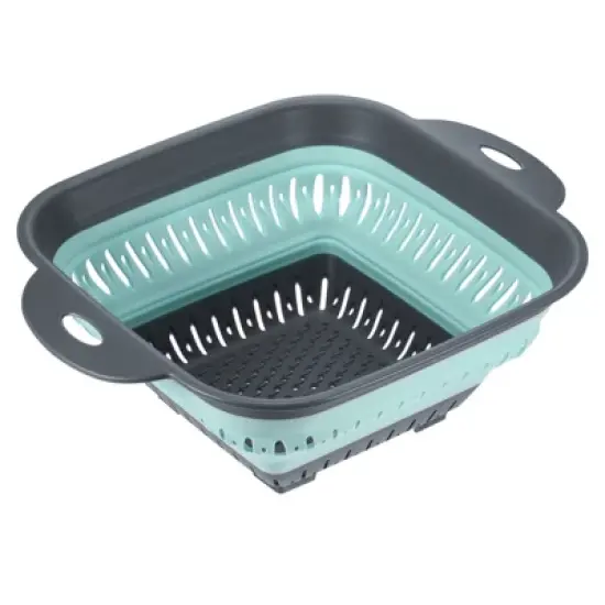 Unique Bargains Draining Pasta Potatoes Square Silicone Collapsible Colander with Handles 1 Pc image {7}