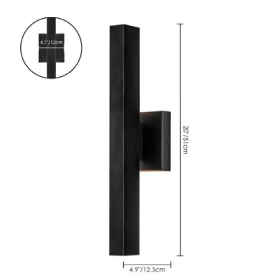 Rennnsan Sovrinth 17"H Hardwired Rectangle Aluminum Modern LED Dimmable Outdoor Wall Sconce in Black image {2}