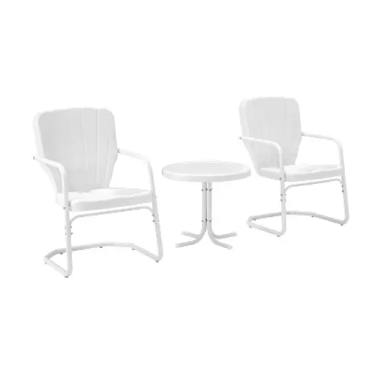 Ridgeland 3pc Outdoor Seating Set - White - Crosley image {3}