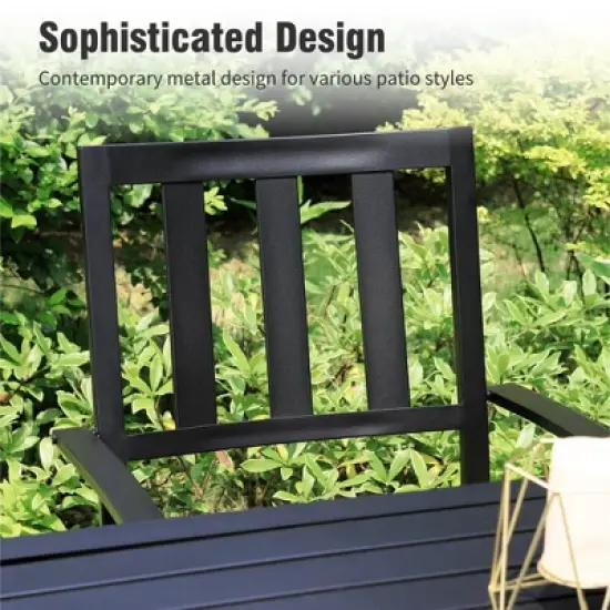 Captiva Designs 9pc Outdoor Patio Adjustable Steel Rectangle Dining Table & Metal Stackable Chairs image {8}