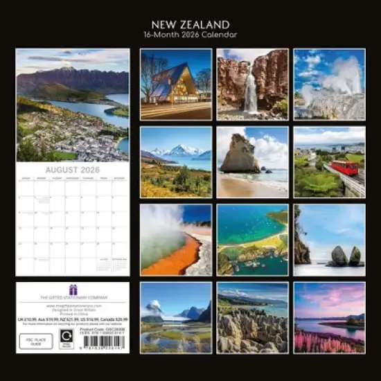 2026 Square Wall Calendar, New Zealand, 16-Month Images of New Zealand Theme with 180 Reminder Stickers (12x12 In) image {3}