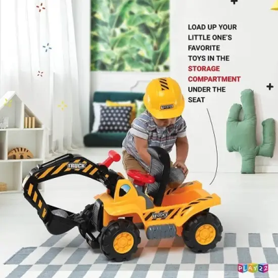 Toy Tractors for Kids &ndash; Ride On Excavator Includes Helmet with Rocks - Ride on Tractor Pretend Play - Toddler Tractor Construction Truck -Play22usa image {6}