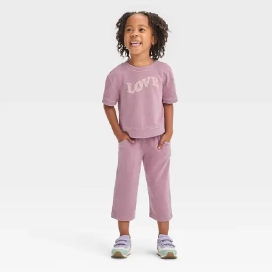 Toddler Girls' Cropped Pants Set - Cat & Jack&trade; Purple image {2}