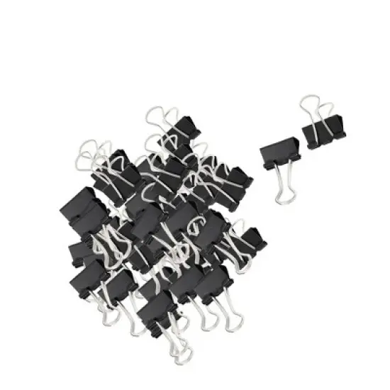 Unique Bargains Paper Document Office Stationery Metal Binder Clips Black 48 Pcs image {2}