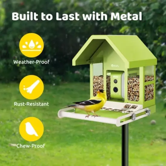 Smart Bird Feeder with Camera, Durable Metal Bird Feeders for Outdoors, AI Identify Bird Species image {1}