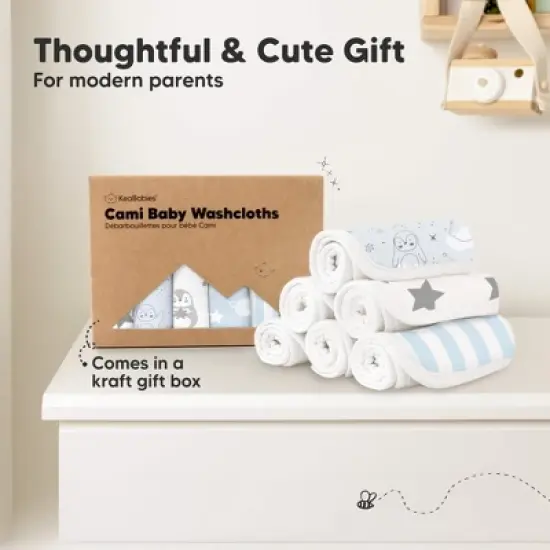 KeaBabies 6-Pack Cami Baby Washcloths for Newborn, 10x10 Organic Cotton Face Wash Cloths for Babies, Soft & Absorbent Baby Bath Towels image {7}