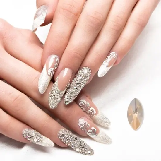 Unique Bargains 12 Grids Rhinestone Nail Supplies Brown 1 Set image {5}