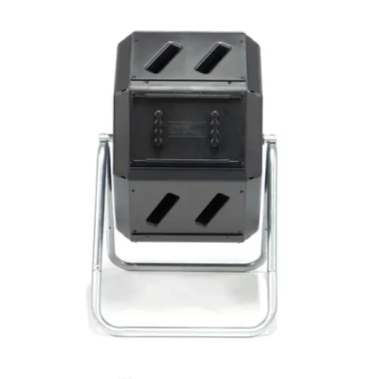 FCMP Outdoor Plastic Dual Chamber Tumbling Composter Outdoor Elevated Rotating Garden Compost Bin image {4}