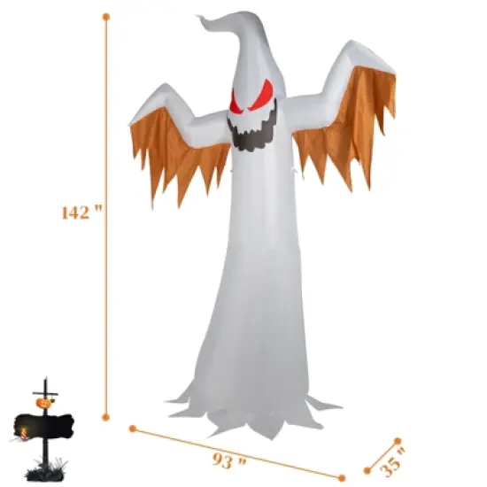 12ft Giant Scary Ghost Flames and Flashing Red Eyes Inflatable Halloween Decoration image {4}