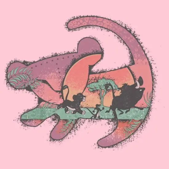 Girl's Lion King Retro Sunset Drawing T-Shirt image {1}