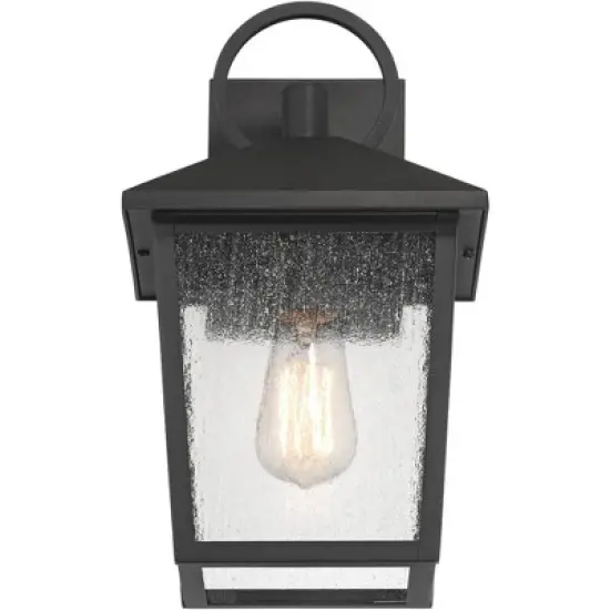 John Timberland Westmont 13 3/4" High Modern Outdoor Wall Light Fixture Mount Porch House Exterior Weatherproof Sand Black Aluminum Seeded Glass Shade image {4}