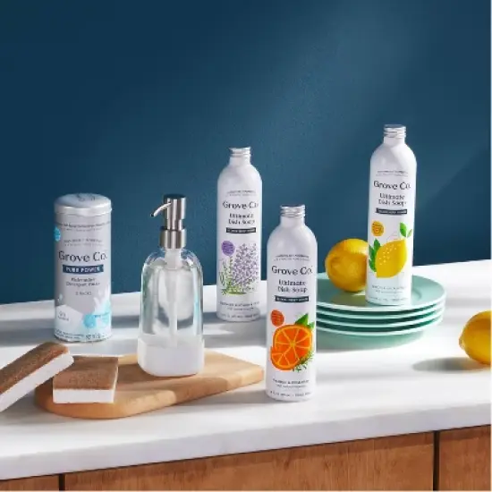 Grove Co. Dish Soap Glass Dispenser with White Silicone Sleeve image {6}