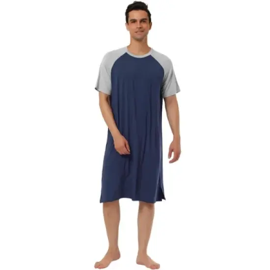 Lars Amadeus Men's  Comfy Lounge Soft Pajamas Loose Short Sleeves Sleep Nightgown Nightwear image {11}